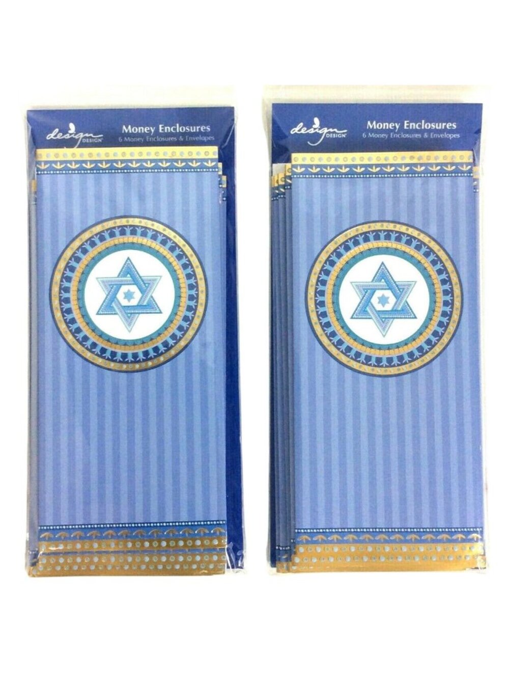 Hanukkah Money Enclosures Star Of David Design 2 Packs Of 6 Cards & Envelopes